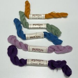Vintage Bernat Crewel Wool Skein Lot 5 25 Yds Ea #13 #53 #71 #712 #795 All Wool